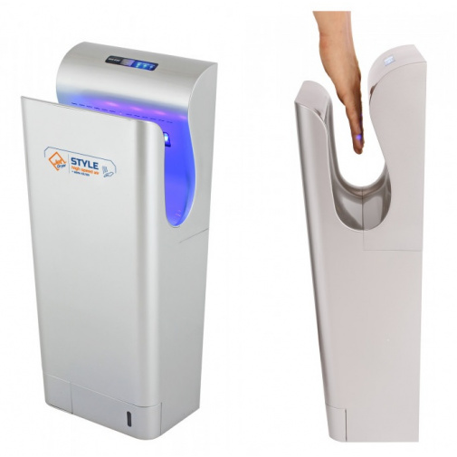 Tryskový osoušeč rukou Jet Dryer STYLE stříbrný + AKCE, Osoušeč pro toalety, Hepa filtr H13, UV diody