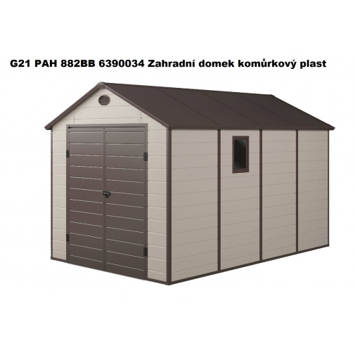 Zahradní domek na nářadí G21 PAH 882 BB béžový + AKCE, montovaný z plastových panelů, 2,41 x 3,66 m