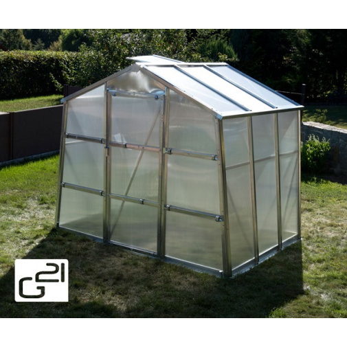 Zahradní polykarbonátový skleník G21 GZ-48 + AKCE, pozinkovaná konstrukce, 2,51 x 1,91m