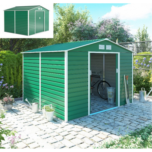 G21 GAH 706 zelený + AKCE%, Zahradní plechový domek na nářadí 277 x 255 cm