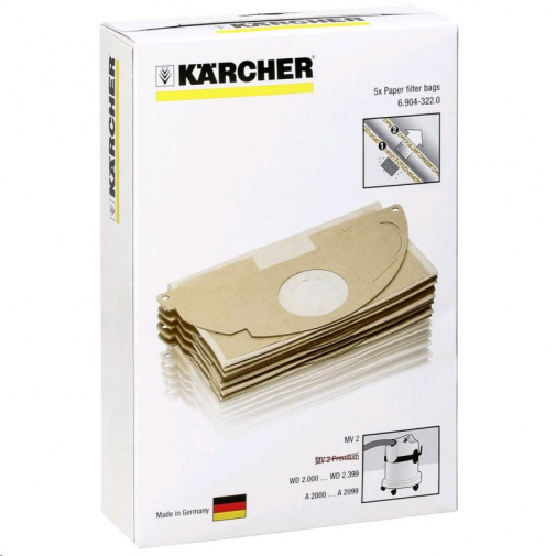 Kärcher 6.904-322.0 papírové filtrační sáčky balení 5ks (pro modely MV 2/WD 2)