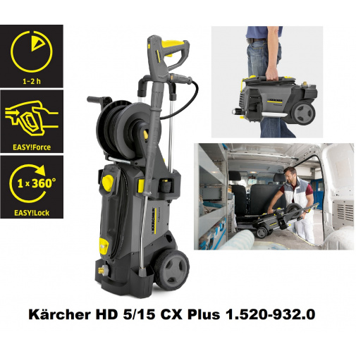 Kärcher HD 5/15 CX Plus + AKCE% Záruka+, Profi tlaková myčka s navíjecím bubnem 1.520-932.0, 230V, 200 bar