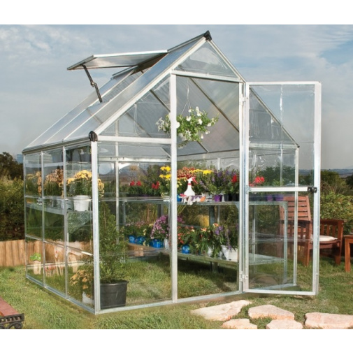 Polykarbonátový zahradní skleník PALRAM Hybrid 6x6 silver 701616 + AKCE, stříbrný, rozměry 1,8 x 1,8m