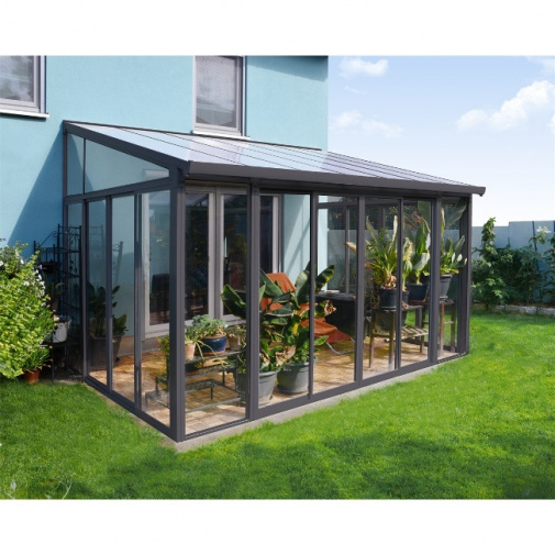 Hliníková zimní zahrada PALRAM Torino 3 x 4,25 antracit + AKCE+, 703708 polykarbonátové panely, základna