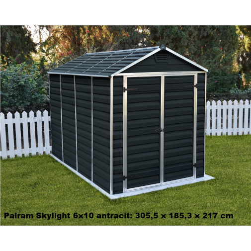 Zahradní domek PALRAM Skylight 6x10 antracit + AKCE, domek na nářadí z polykarbonátových panelů
