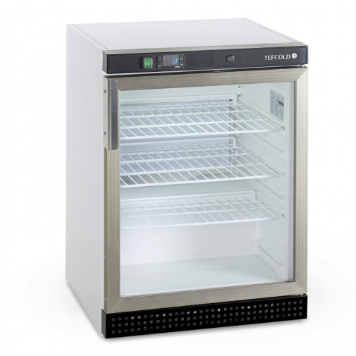 Profi malá prosklená lednice TEFCOLD UR 200 G + AKCE, bílá pod barovou desku s výškou 86cm