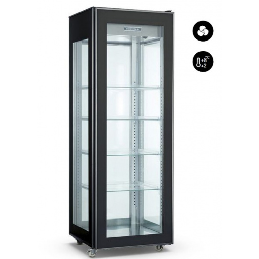 Chladící vitrína cukrářská NORDline RT 400L - 2 Black + AKCE, LED osvětlení, prosklené police, výška 190cm