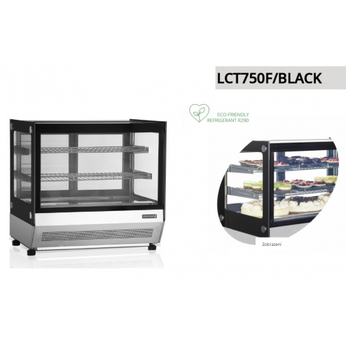 Tefcold LCT 750 F - P černá + AKCE a Záruka+, Chladící cukrářská vitrína prosklená pultová