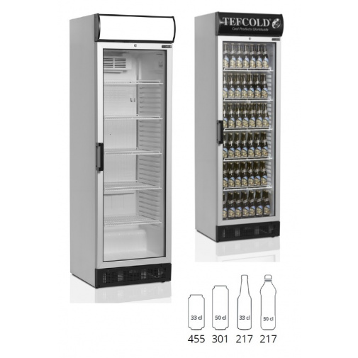 Prosklená lednice TEFCOLD FSC 1380 + AKCE+, jednodveřová s reklamním panelem, objem 347l