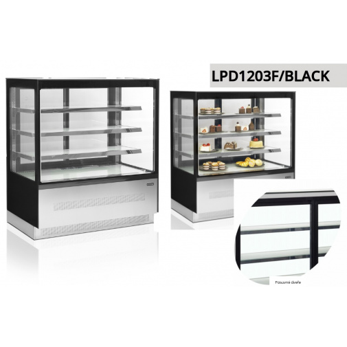 TEFCOLD Chladící vitrína cukrářská TEFCOLD LPD 1203 F Black + AKCE, černá, LED osvětlení, šířka 120cm