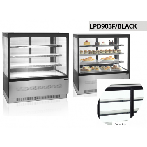 Tefcold LPD 903 F Black + AKCE, Chladicí vitrína cukrářská celoprosklená, LED osvětlení
