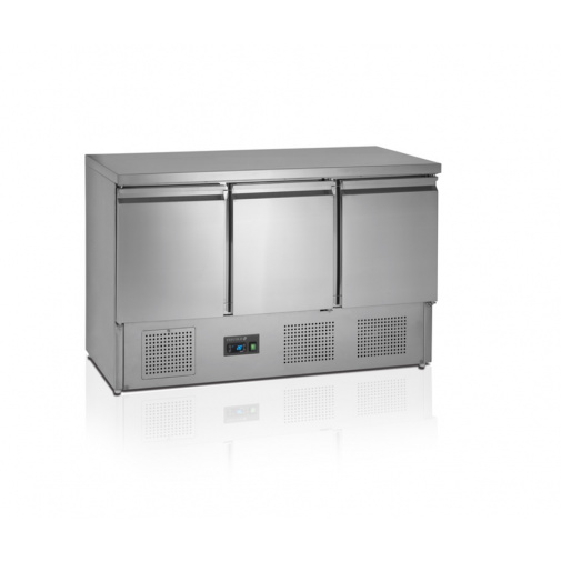 TEFCOLD SA 1365 S/S + AKCE+, Gastro chladicí stůl nerez, 3x dveře, police pro GN1/1