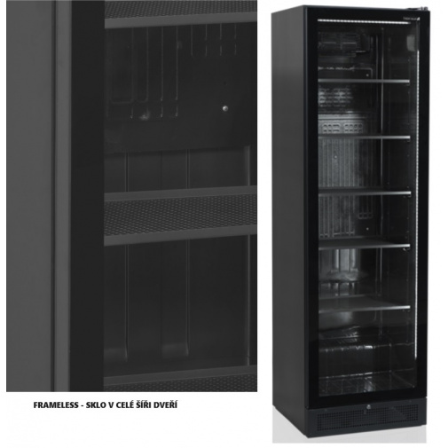 TEFCOLD Prosklená lednice TEFCOLD SCU 1425 frameless + AKCE, na nápoje, černá, výška 200cm