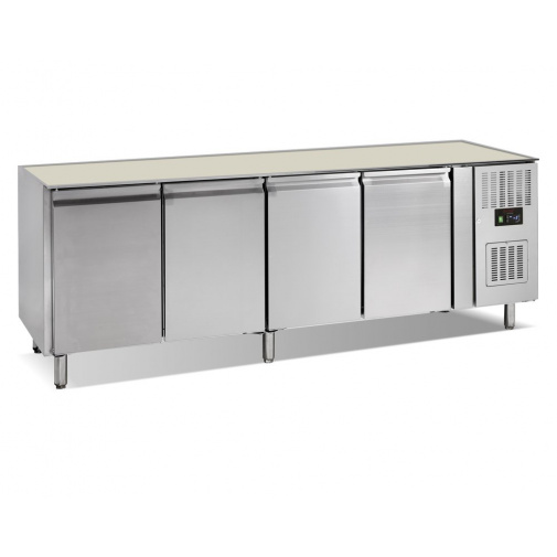 Gastro chladicí stůl TEFCOLD GC74 + AKCE, šířka 223cm, 4x dveře, bez horní desky, agregát vpravo