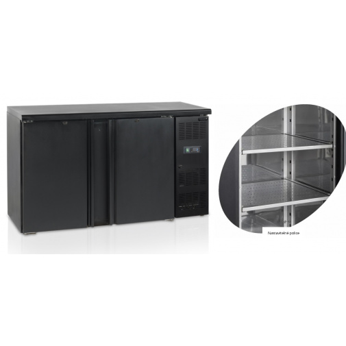 Chladící minibar TEFCOLD CBC 210 + AKCE, dvoudveřový, plné křídlové dveře, černá