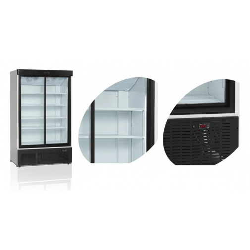Prosklená lednice TEFCOLD FS 1202 S + AKCE, Chladící vitrína dvoudveřová posuvné dveře, objem 660l