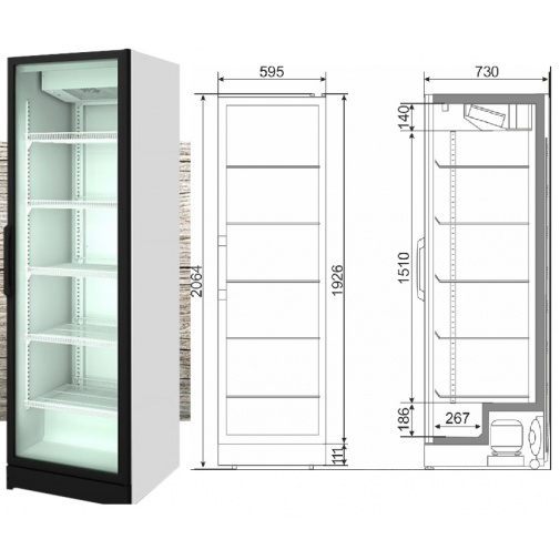 Profi prosklená lednice Snaige CD55DM-SV02DC + AKCE, na nápoje a balené potraviny, výška 206cm