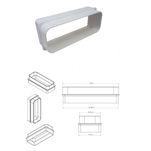 NABER Compair přechodka RO 220x90 290169 redukce plastová hranatá do max. teploty 45°C