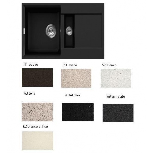 ELLECI EASY 425 G40 Nero/ Full black + AKCE Záruka+, Granitový dřez s vaničkou černý