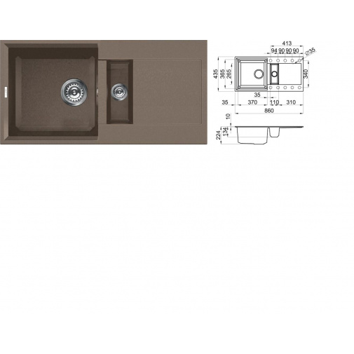 ELLECI EASY 425 G43 Tortora + AKCE+, Granitový dřez s vaničkou béžový