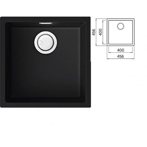 Kuchyňský dřez černý ELLECI ZEN 102 K86 Black Keratek + Záruka+, Granitový jednodřez pro spodní montáž