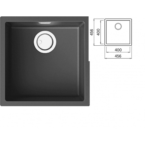 Kuchyňský dřez šedý ELLECI ZEN 102 K99 Dark grey Keratek + Záruka+, Granitový jednodřez pro spodní montáž