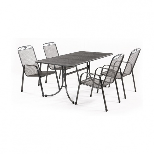 MWH Banis 4+ AKCE%, Zahradní sestava nábytku z tahokovu, 1x stůl, 4x židle