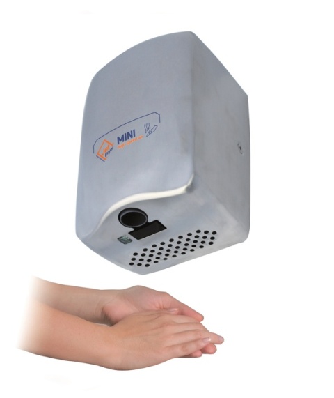 Obrázek galerie pro produkt Jet Dryer MINI nerez + AKCE, Malý bezdotykový osoušeč rukou pro toalety a umývárny, nerezový kryt