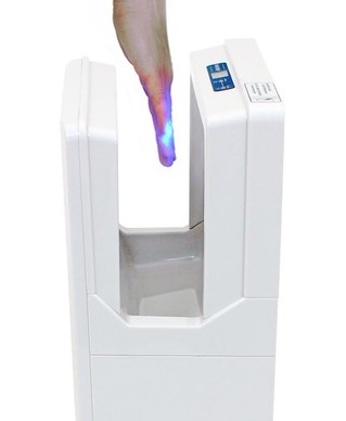 Obrázek galerie pro produkt Jet Dryer EDGE bílý + AKCE%, Tryskový vysoušeč rukou hranatý s osvětlením, HEPA filtr