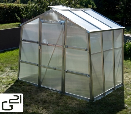 Obrázek galerie pro produkt Zahradní skleník G21 GZ-59 + AKCE+, z pozinkovaných profilů a polykarbonátu, rozměr 2,51 x 3,11m
