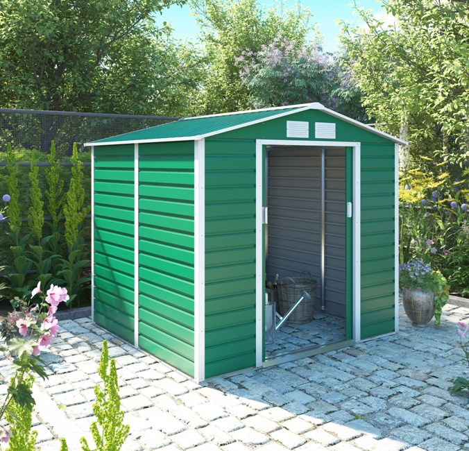 Obrázek galerie pro produkt G21 GAH 407 zelený Zahradní domek na nářadí plechový, 213x191cm