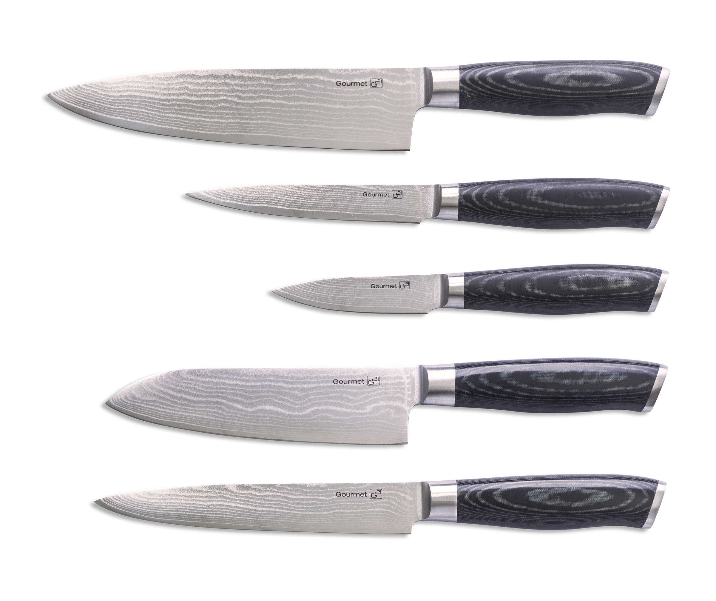 Obrázek galerie pro produkt G21 Gourmet Damascus v bambusovém bloku + AKCE%, Sada nožů 5 ks + brusný kámen