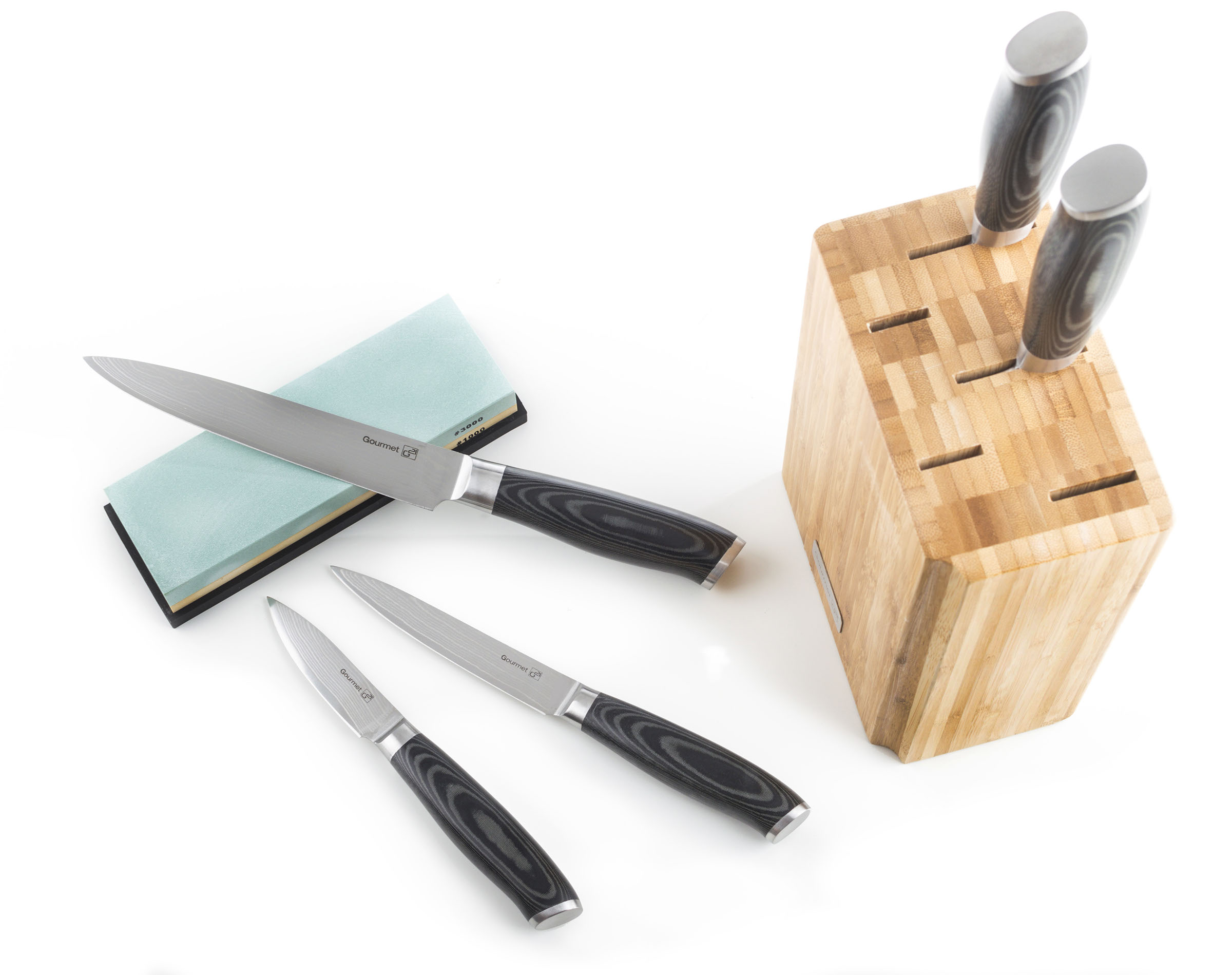Obrázek galerie pro produkt G21 Gourmet Damascus v bambusovém bloku + AKCE%, Sada nožů 5 ks + brusný kámen