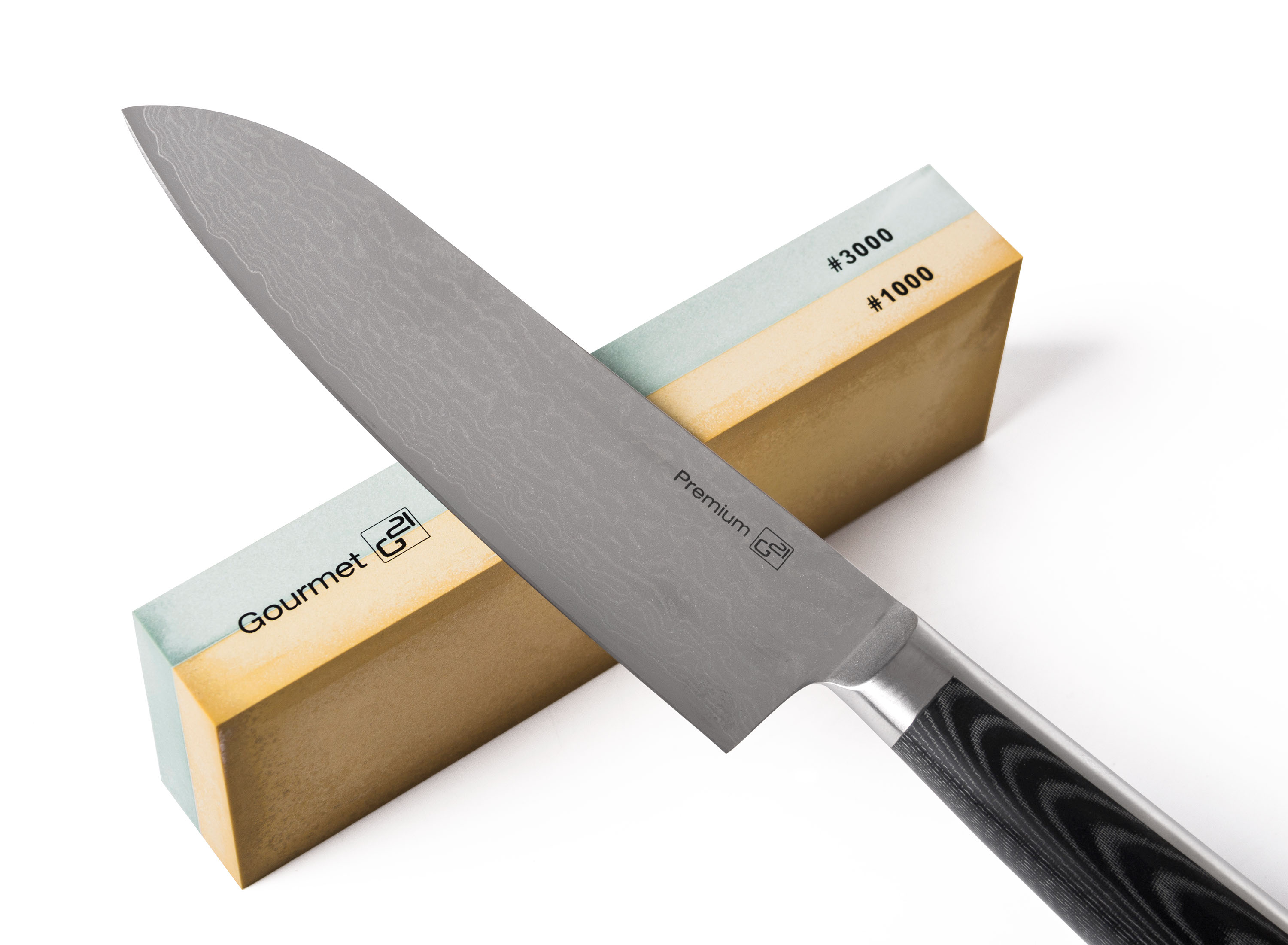 Obrázek galerie pro produkt G21 Damascus Premium + AKCE%, Sada nožů v bambusovém bloku, Box, 5 ks + brusný kámen