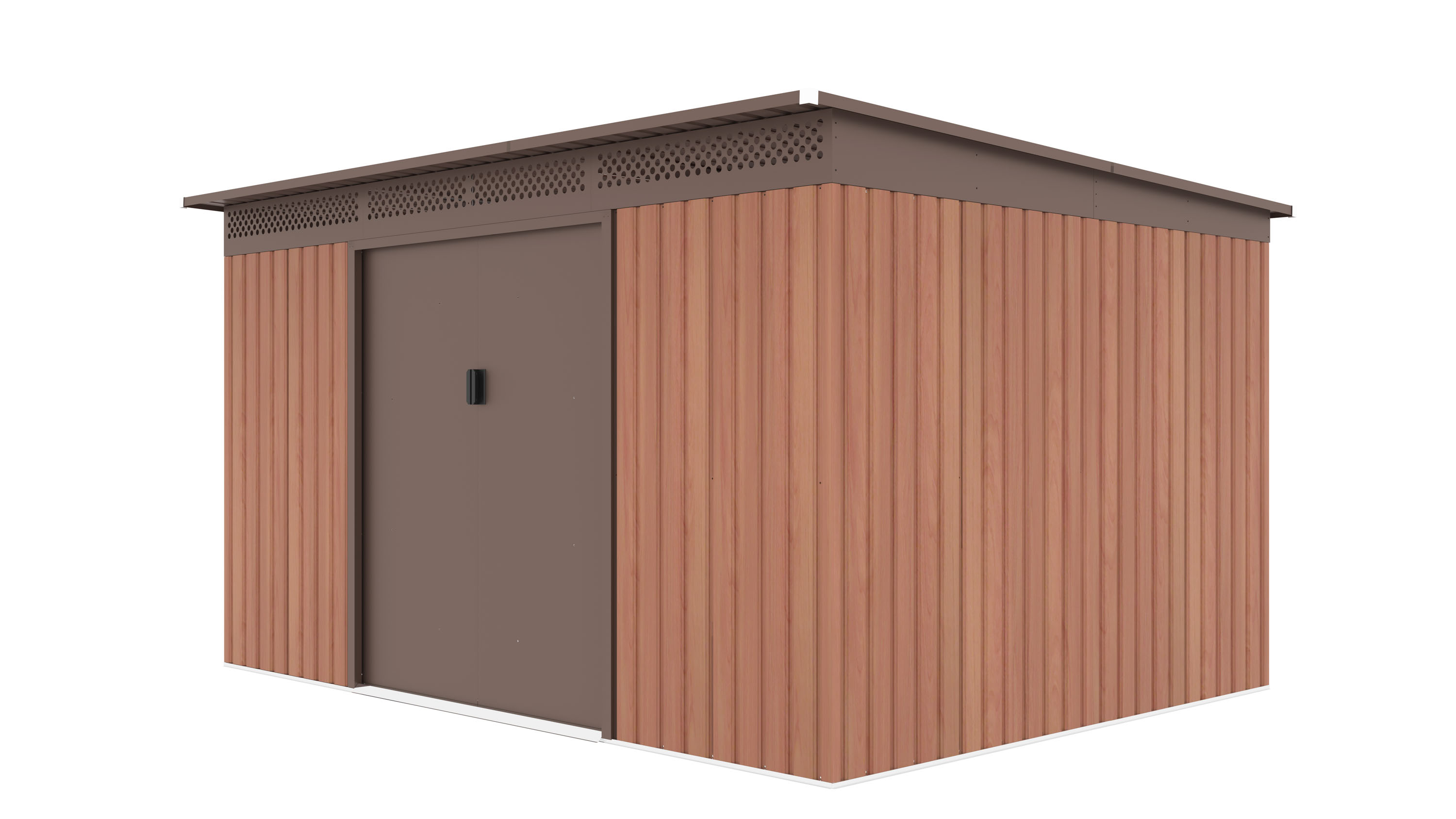 Obrázek galerie pro produkt G21 GRAH 915 hnědý + AKCE+, Zahradní domek na nářadí plechový s pultovou střechou, 340x269cm