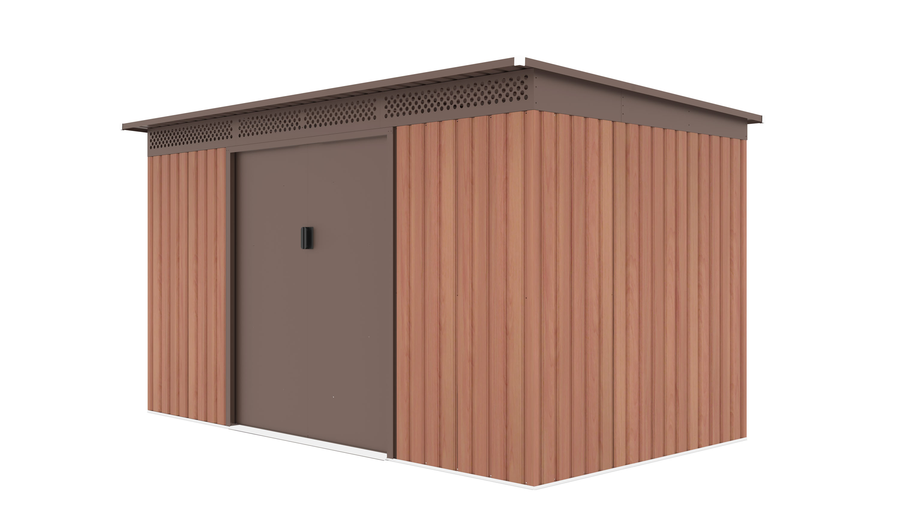 Obrázek galerie pro produkt G21 GRAH 700 hnědý + AKCE+, Zahradní domek na nářadí plechový s pultovou střechou, 340x206cm
