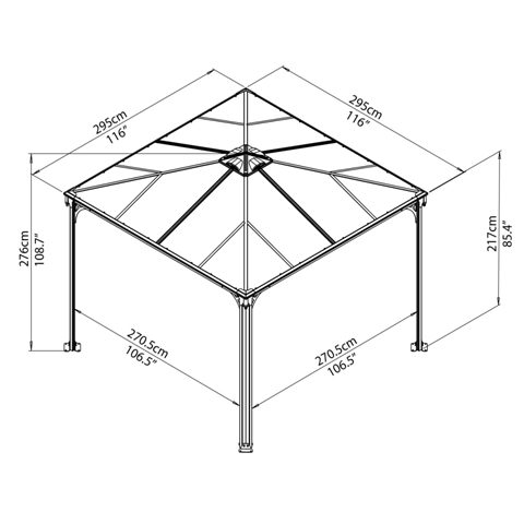 Obrázek galerie pro produkt Hliníkový altán PALRAM Palermo 3000 antracit + AKCE, 702425, s polykarbonátovou střechou