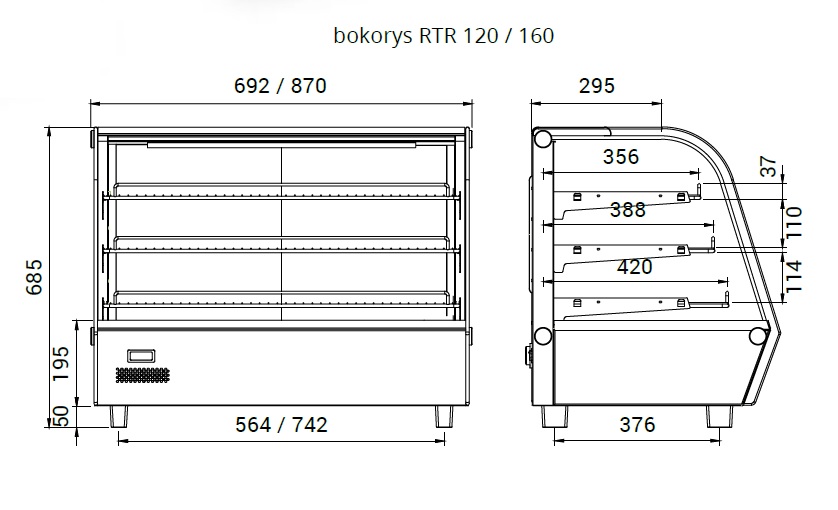 Obrázek galerie pro produkt NORDline RTR 120 + AKCE%, Pultová vitrína vyhřívaná pro gastro provozy, oblé sklo