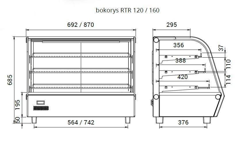 Obrázek galerie pro produkt Pultová teplá vitrína NORDline RTR 160 L + AKCE, vyhřívaná pro gastro provozy, oblé sklo