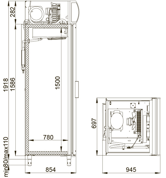 Obrázek galerie pro produkt Polair DM 107 + AKCE a Záruka+, Chladící skříň prosklená jednodveřová se zámkem, 196cm