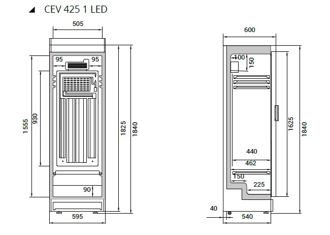 Obrázek galerie pro produkt Tefcold CEV 425 1 LED + AKCE% Záruka+, Chladící vitrína jednodveřová pro gastro účely, 184cm