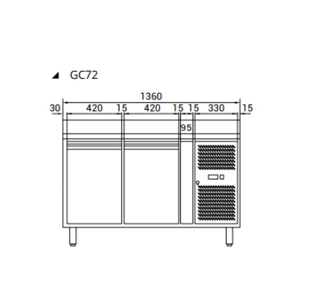 Obrázek galerie pro produkt Tefcold GC72 + AKCE Záruka+, Chladící stůl pro gastro provozy se šířkou 136cm, bez pracovní desky