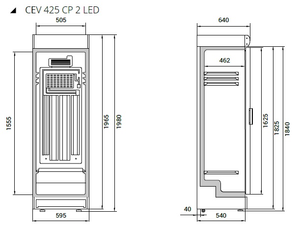 Obrázek galerie pro produkt Tefcold CEV 425 CP 2 LED + AKCE Záruka+, Chladicí vitrína jednodveřová 198cm s LED nástavbou