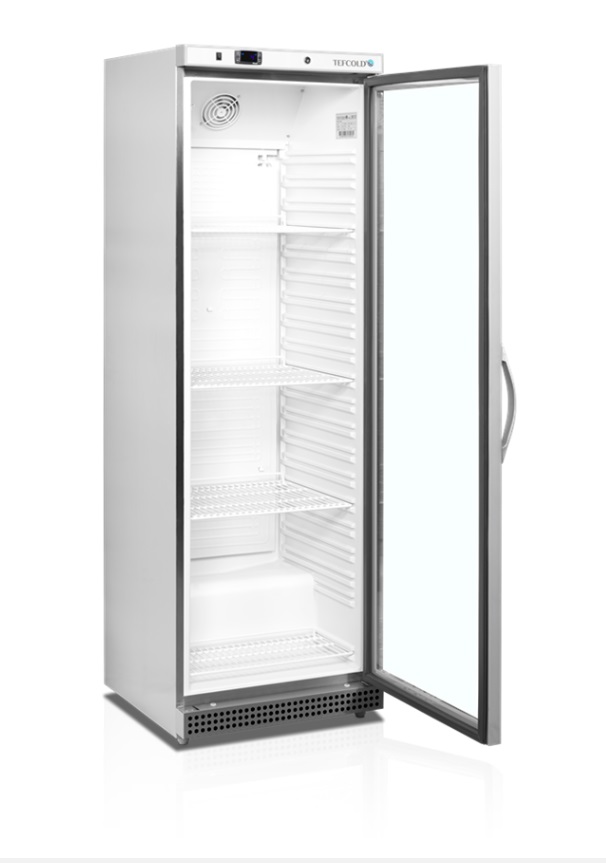 Obrázek galerie pro produkt Prosklená lednice TEFCOLD UR 400 SG + AKCE, nerez opláštění, objem 350l, výška 185cm