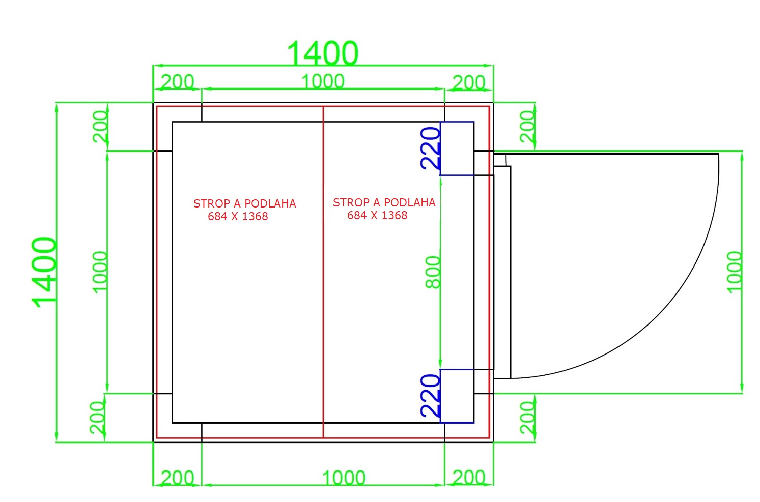 Obrázek galerie pro produkt NORDline S10 CRP 140x140x226 + AKCE, Gastro chladící box montovaný stavebnicový, včetně dveří