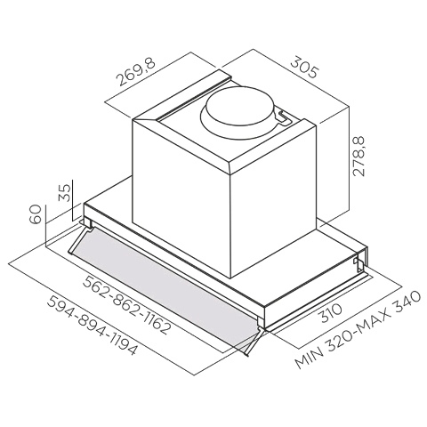 Obrázek galerie pro produkt Elica Box In Plus IXGL/A/90 + AKCE, Digestoř vestavná do skříňky 90cm, nerez/bílé sklo