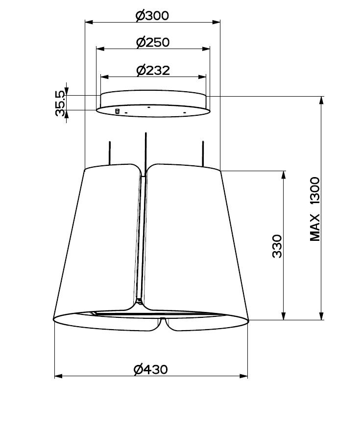 Obrázek galerie pro produkt Faber BEAT X F45 + AKCE, Digestoř ostrůvková designová lustrová nerez 43cm