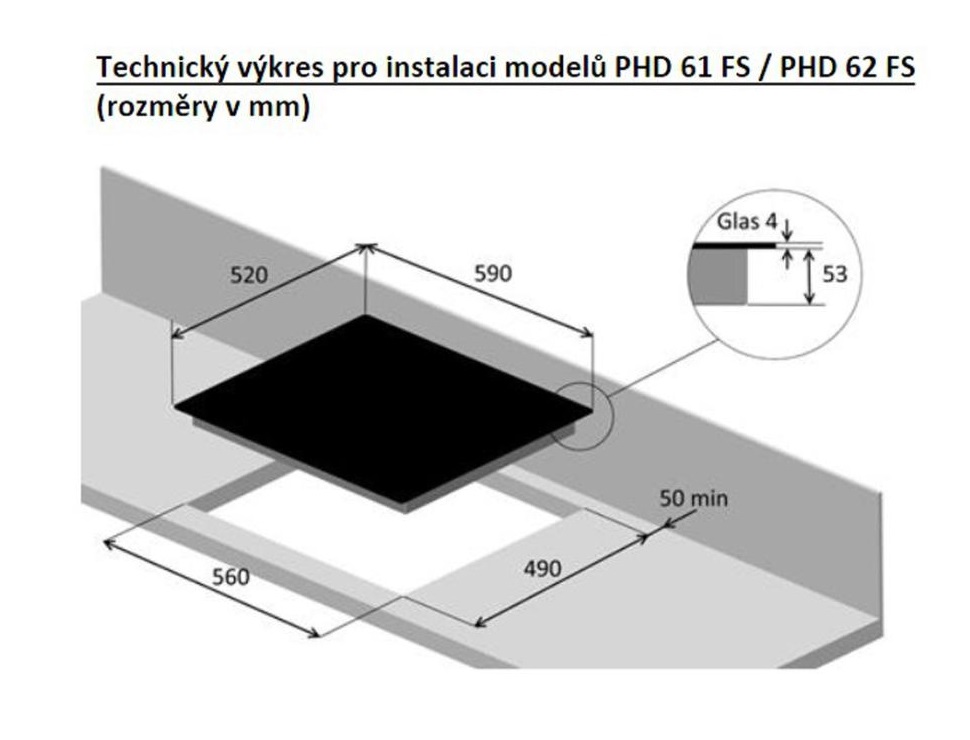 Obrázek galerie pro produkt Indukční varná deska PHILCO PHD 61 FS, Indukční deska šířka 60cm, Booster, 1x Flexi zóna
