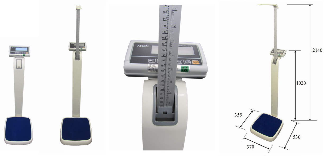 Obrázek galerie pro produkt LESAK 1T3537LOV300, 300kg Podlahová profesionální lékařská osobní váha s výškoměrem