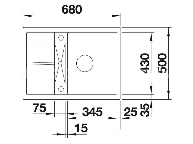 Obrázek galerie pro produkt Blanco METRA 45 S Compact 519565 bílá Granitový jednodřez s odkapem (bez excentru)